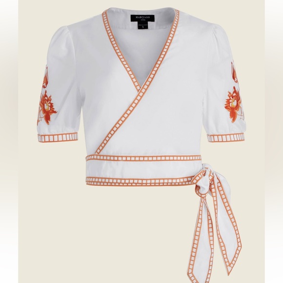 Marciano Silk White Wrap Top - Size S - Picture 10 of 10